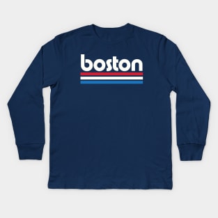 Retro Boston Stripes Kids Long Sleeve T-Shirt